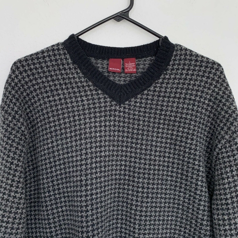 Merona Pullover Sweater Size Large Gray Black Houn - Picture 4 of 9